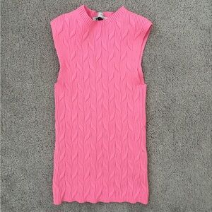 Bright Pink Mock Neck Tank Top
